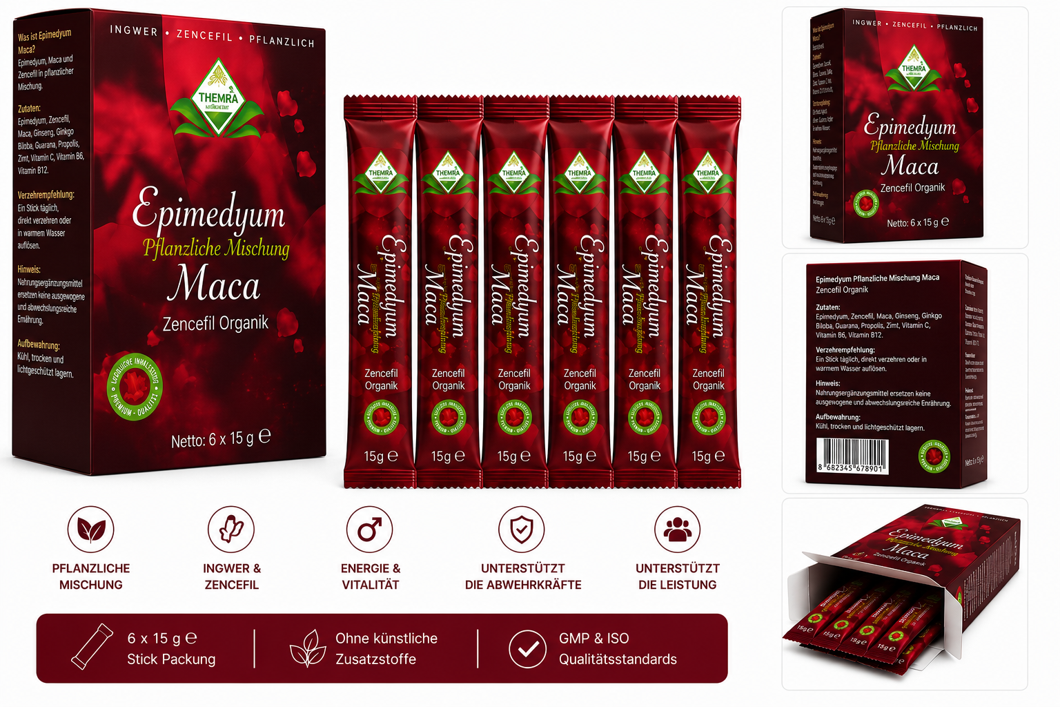 t12-6 deutscc THEMRA Epimedium Macun Ginseng Kräuterpaste 100% Naturprodukt 6 stick 1 Packung – Bild 1